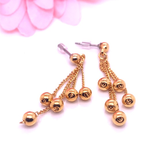 Gold Dangle Earrings - Picture 1 of 5